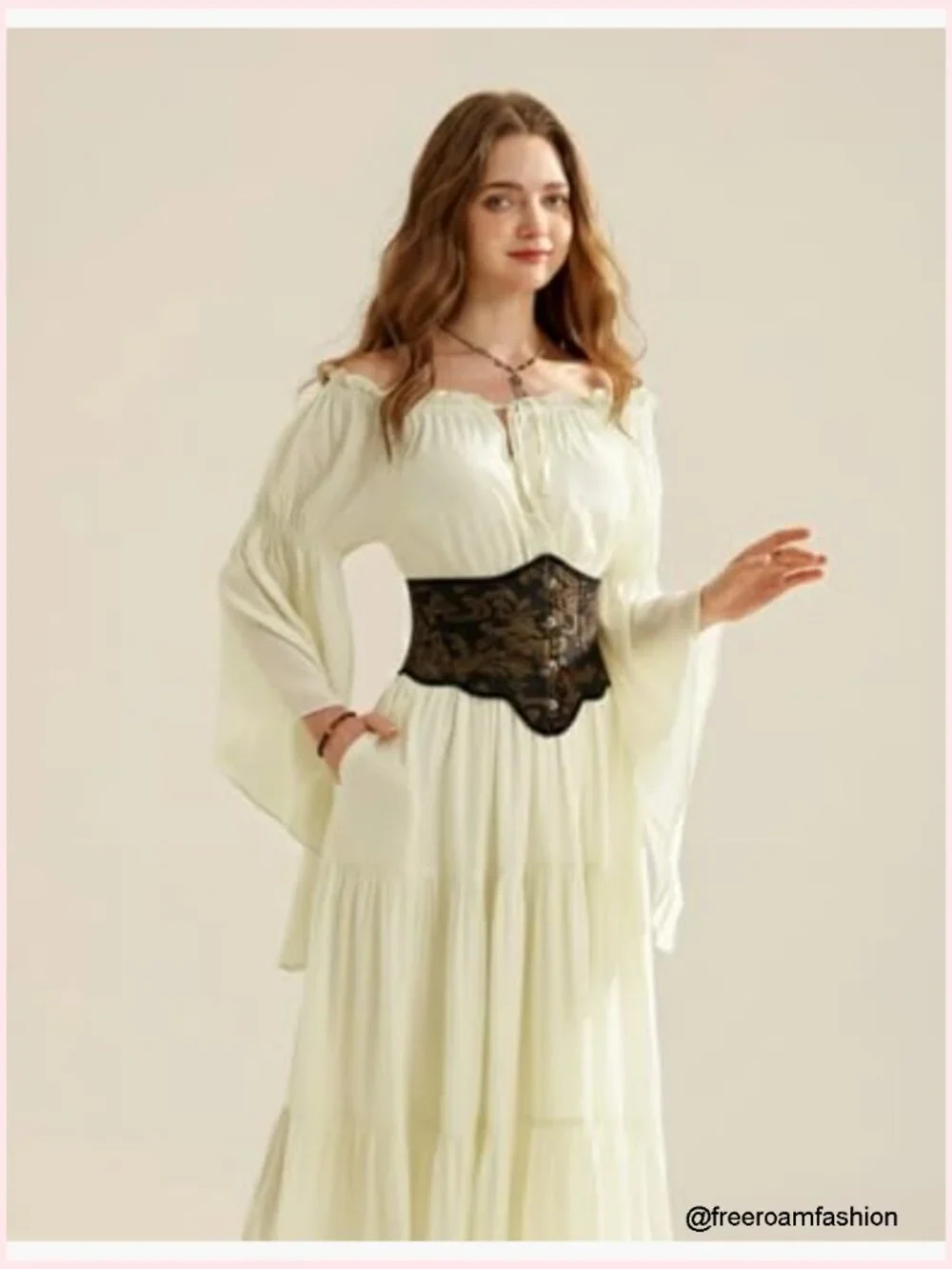 Underbust Corset Belt Vintage Renaissance Floral Lace-up